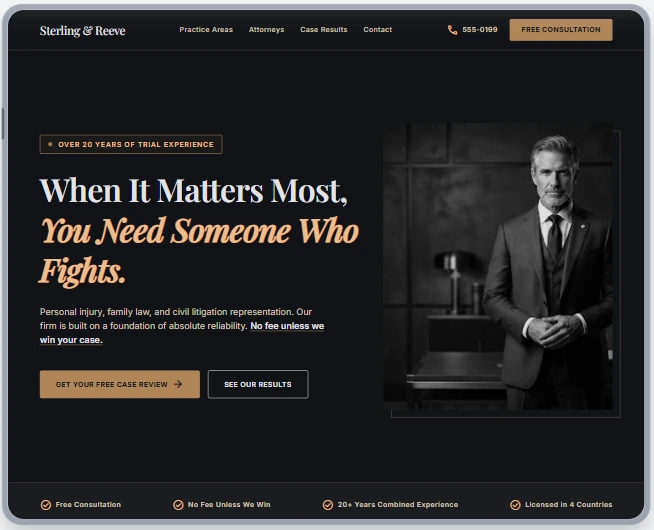Sterling & Reeve — Law Firms website sample by WebsiteIn72
