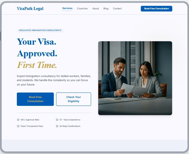 VisaPath Legal — Immigration Consultants website sample by WebsiteIn72